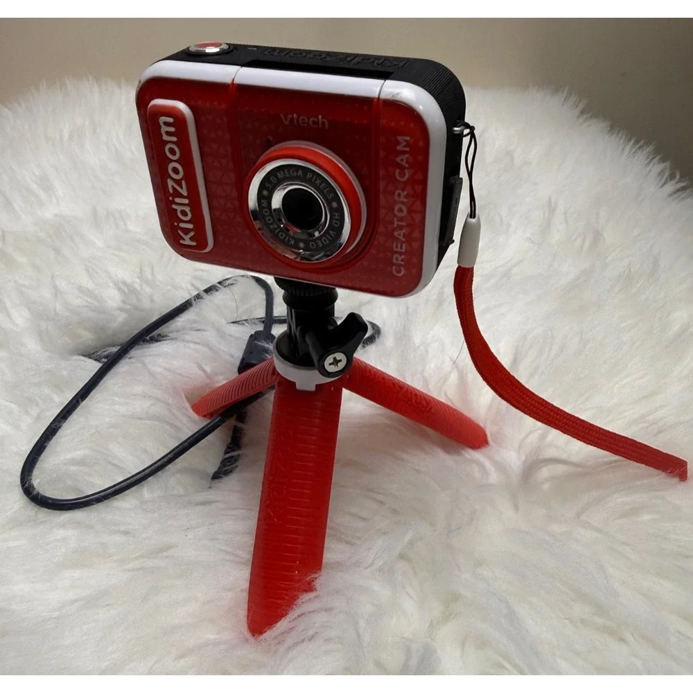 VTech KidiZoom Creator Cam HD Video Camera for Kids Red with Stand Working